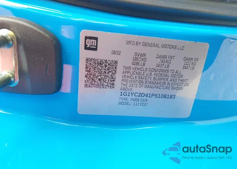 2023 Chevrolet Corvette Stingray Rwd 3Lt из США, поврежденный, VIN 1G1YC2D41P5108183